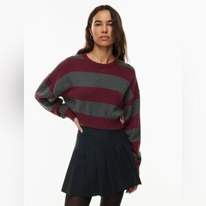 ARITZIA Sunday Best Peggy Cropped Sweater Burgundy / Charcoal Size M